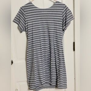 Sail to Sable Gray and White Striped Mini Dress